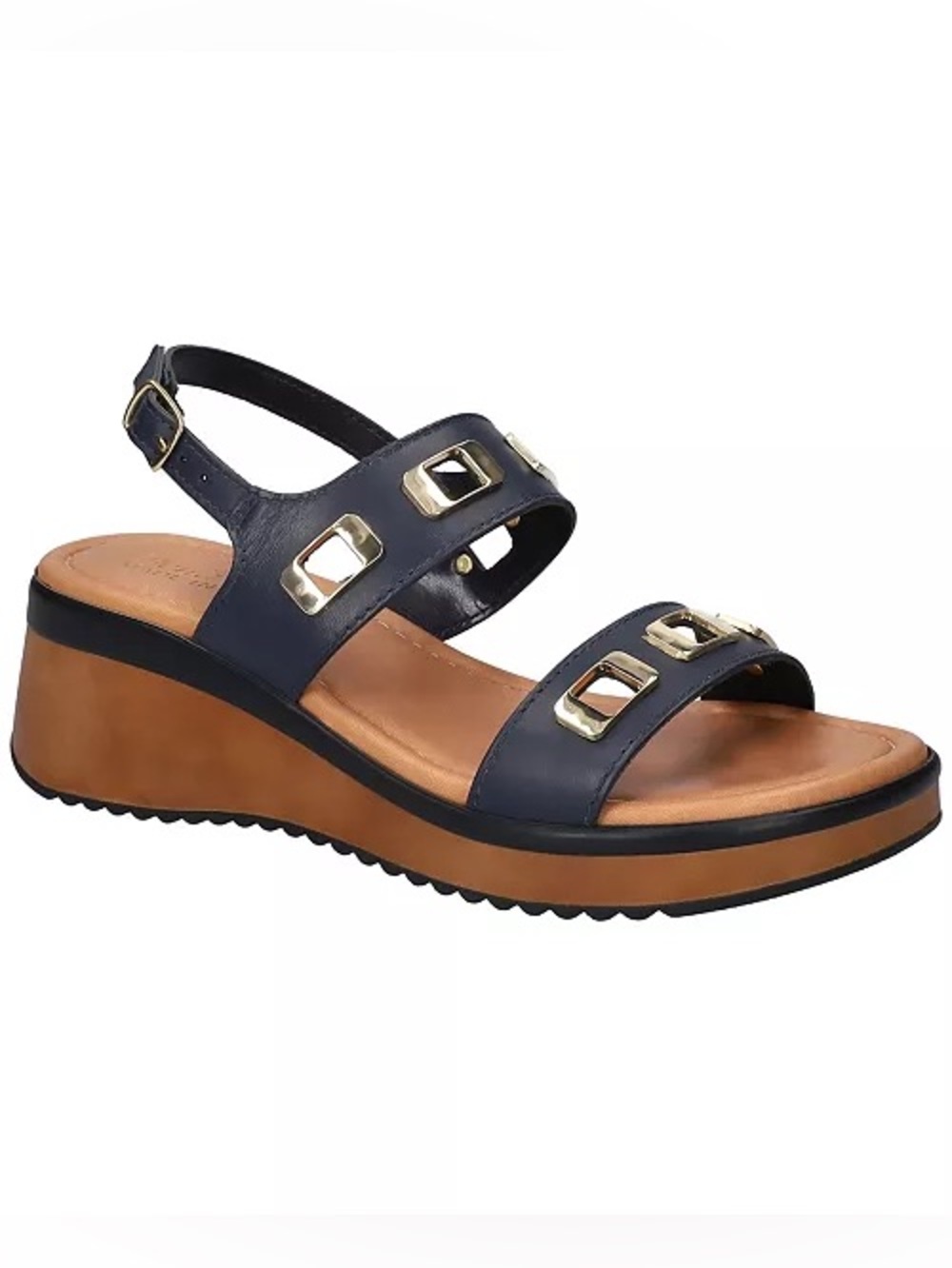 Bella Vita Womens Vic-Italy Wedge Sandals - Navy Leather